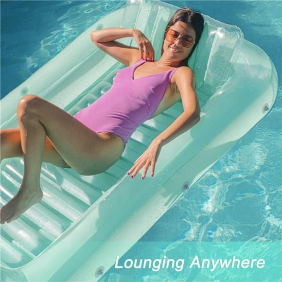 Pool Floats Inflatable Tanning Pool Bed Rainbow Lounger - Picture 1 of 6